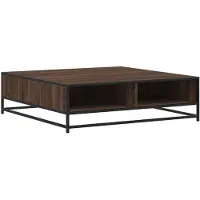 vidaXL Table basse marron imitation chêne 100x100x30cm bois composite métal