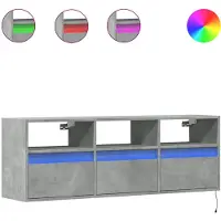 vidaXL Armoire TV murale avec éclairage LED gris béton 130x31x45 cm