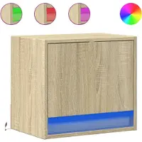 vidaXL Tables de chevet murales avec lumières LED 2 pcs chêne sonoma