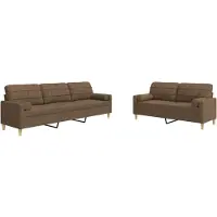 vidaXL Ensemble de canapés 2 pièces avec coussins décoratifs Marron Tissu