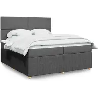 vidaXL Lit boxspring avec matelas gris foncé 200x200 cm Tissu