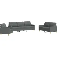 vidaXL Ensemble de canapés 3 pièces gris foncé Tissu