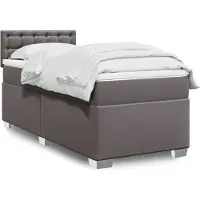 vidaXL Lit boxspring avec matelas Gris 100x200 cm similicuir