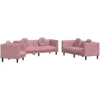 vidaXL Ensemble de canapés 3 pièces avec coussins Rose velours