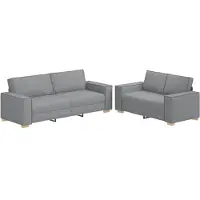 vidaXL Ensemble de canapés 2 pièces avec coussins Tissu gris clair