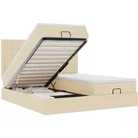 vidaXL Cadre de lit ottoman avec matelas crème 180x200 cm tissu