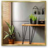 Tulup (50x50 cm) Miroir Mural Rectangulaire Cadre Doré Miroir Décoratif Élégant Pour Salle de Bain Chambre ou Entrée
