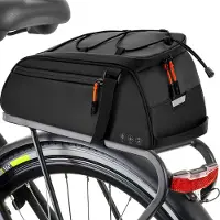 Unyqoos Sacoche de vélo étanche 2-en-1 (10 L, 37,5 x 18 x 16 cm) en polyester 900D – bandes réfléchissantes, fermetures éclair en acier inoxydable, utilisable comme sac à dos ou sacoche d'épaule
