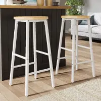 Flieks , ensemble de 2 tabourets de bar avec deux repose-pieds et pieds réglables, capacité de charge jusqu'à 150 kg par tabouret, ensemble de 2 tabourets, dimensions 30x30x63 cm, blanc