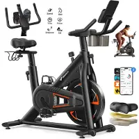 Merach Vélo d'appartement magnétique , volant d'inertie 8 kg, 8 niveaux de résistance, écran LCD, APP compatible, charge 150 kg, silencieux