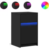 vidaXL Armoire de chevet avec lumières LED noir bois d'ingénierie
