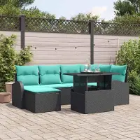 Prolenta Maison Exclusive - Ensemble de canapé de jardin, 7 pièces, en résine tressée noire