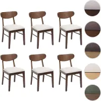 Mendler Lot de 6 chaises de salle à manger HWC-M59, chaise de cuisine, tissu/textile bois massif bâti foncé, crème