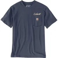 Carhartt Irvine Hard Work, t-shirt ,Bleu Foncé/Gris ,L