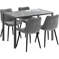 Vicco Ensemble de table à manger Grand Gris 120x70cm avec 4 chaises (grises), Model 63363