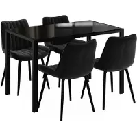 Vicco Ensemble de table à manger Grand Noir 120x70cm avec 4 chaises (noires), Model 63362