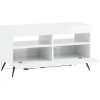 vidaXL Meuble TV LED BREDA, blanc brillant, fabriqué en panneaux de particules