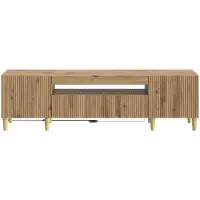 vidaXL Meuble TV LED en bois imitation chêne artisanal, marque