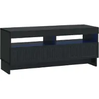 Syfax Meuble TV LED, noir, en panneaux de particules