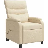 vidaXL Fauteuil de relaxation de massage, couleur crème, revêtement en tissu