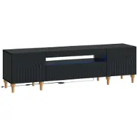vidaXL Meuble TV LED noir en panneaux de particules