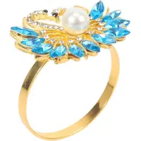 Jojomino Cadeau de Saint-Valentin : lot de 6 ronds de serviette bleus, cygne exquis avec strass, décoration de table