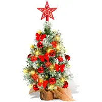 TolleTour Arbre de Noël artificiel LED Sapin de Noël 40 cm Sapin de Noël éclairé Décoration de Noël Arbre lumineux,Rouge