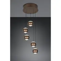 TRIO Lampe suspendue vide à 5 lumières Orbit Marron platine