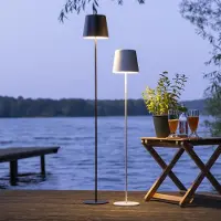 Lightbox Lampadaire d'extérieur LED portable, 129 cm, 350 lm, variateur tactile, USB, noir