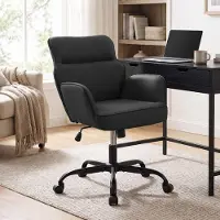 CLP Chaise de bureau Amado, aspect cuir, réglable en hauteur, pivotante à 360°, avec dossier jusqu'à 135 kg | Couleur : noir