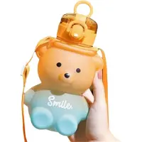 Jojomino 1 gobelet d'eau mignon dégradé pour l'été, bouteille portable en plastique de grande capacité avec paille pour filles