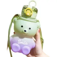 Jojomino 1 gobelet d'eau mignon dégradé pour l'été, bouteille portable en plastique de grande capacité avec paille pour filles