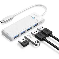 ORICO Hub USB PAPW4A-C3 à 4 ports, 4x USB-A 3.0, 0,5 m - blanc (USB-C, 4 ports), Station d’accueil + hub USB, Blanc