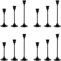 TAUOH Bougeoirs Coniques Bougeoir Noir Ensemble de 12 Bougeoirs Long Titulaire pour Cheminée Table à Manger Décoration de la Maison