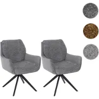 Mendler Ensemble de deux chaises de salle à manger HWC-Q37, chaise de cuisine pivotante avec retour automatique, revêtue en tissu (680g/m²) type velours, structure métallique, couleur gris