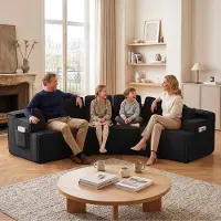 COMHOMA , canapé modulaire, canapé rembourré, canapé 3 places, canapé sectionnel flexible, avec sac de rangement, canapé convertible, pas d'installation requise