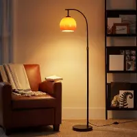 ZMH Lampe d'arc , style angelique, idéale pour le salon ou le bureau, avec interrupteur au pied, douille E27, hauteur 140-160 cm, abat-jour en fer et en verre, bras pivotant, parfaite pour la chambre