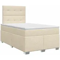 Syfax Lit Boxspring avec matelas Crème 120 x 190 cm Tissu