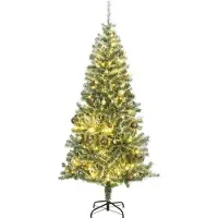 Syfax Sapin de Noël artificiel 300 LEDs & boules enneigées 240 cm