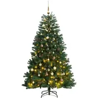 Prolenta Maison Exclusive - Sapin de Noël artificiel pliable, 300 LED et boules, 240 cm