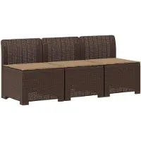vidaXL : Canapé de jardin 3 places avec coussins, imitation rotin, en polypropylène, couleur marron