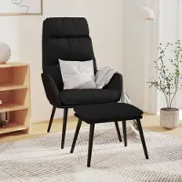 Prolenta Maison Exclusive - Fauteuil relax avec repose-pieds, en tissu noir et similicuir