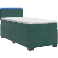 vidaXL Lit à lattes avec sommier et matelas, couleur vert foncé, 90 x 190 cm, revêtement en velours