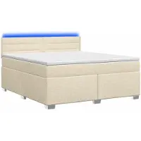 Syfax Lit avec sommier tapissier, matelas et éclairage LED, dimensions 160 x 200 cm, revêtement en tissu
