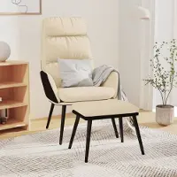 Prolenta Maison Exclusive - Fauteuil relax avec repose-pieds, revêtement en tissu crème et similicuir