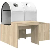 vidaXL Lit avec tunnel, 3 pièces, en bois stratifié imitation chêne Sonoma et blanc