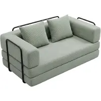 Frankystar Sey - Canapé-lit pliant 180x72x90 cm convertible 4 en 1 avec coussins et housse en tissu lavable couleur sauge