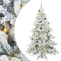 Syfax Sapin de Noël artificiel pliable Blanc 210 cm PVC et acier