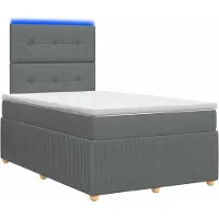 Syfax Lit boxspring LED avec matelas gris foncé 120 x 200 cm tissu