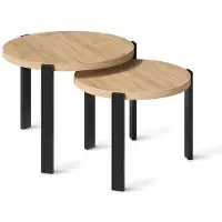 Vicco Set de tables basses Norin Chêne doré/Noir 60x60cm, Model 61834